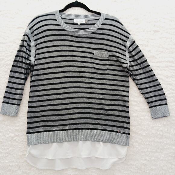 Sweater Women Size M Chiffon Hem Metallic Whimsycore Officecore Calvin Klein - Picture 1 of 16